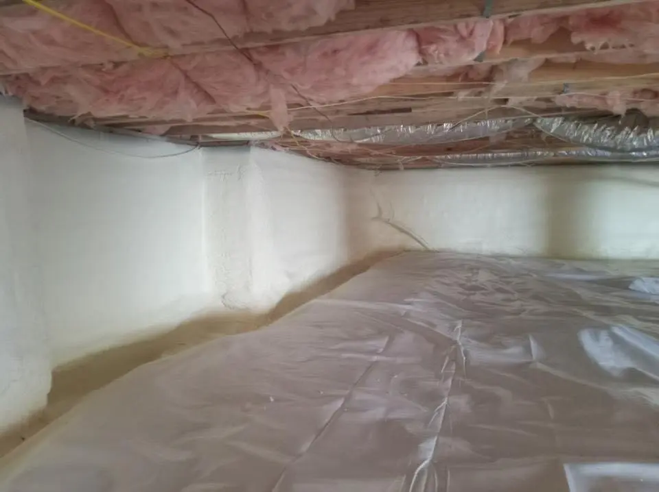 Crawl space encapsulation with closed-cell spray foam for Spray Foam Roofing in Noble